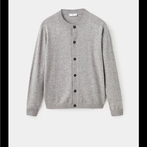 Mango %100 wool Gray Button-Front Cardigan